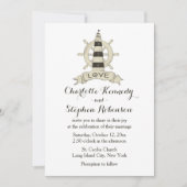 Invitation Plage de Mariage de  de roue Brown Nautical Lighth (Devant)