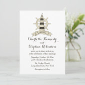 Invitation Plage de Mariage de  de roue Brown Nautical Lighth (Debout devant)
