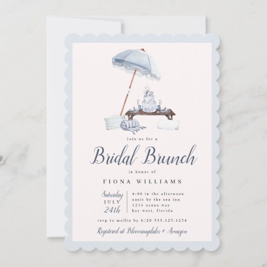 Invitation Plage de mer Bridal Brunch Douche  (Devant)
