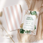 Invitation Plage de palmier rose rayures douche nuptiale