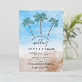 Invitation Plage de palmiers océan île tropicale (Debout devant)