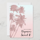 Invitation Plage de Palmiers roses Gold Rose Ombre Palmiers C (Devant)