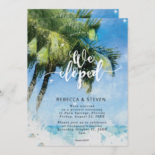 Invitation plage de palmiers tropicaux que nous avons elopée (Devant / Derrière)