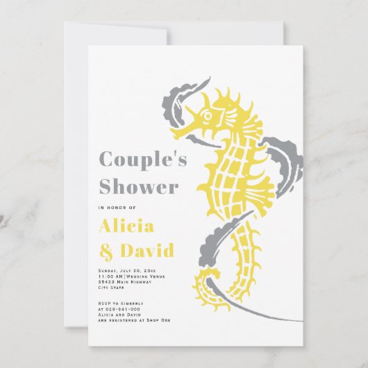 Invitation Plage de plage gris et jaune (Devant)