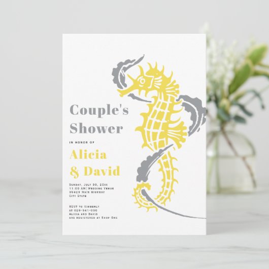 Invitation Plage de plage gris et jaune (Debout devant)