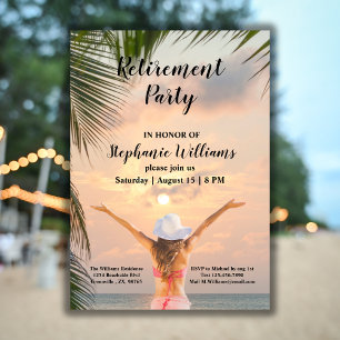 Invitation Plage de retraite pour femmes Thème coucher de sol