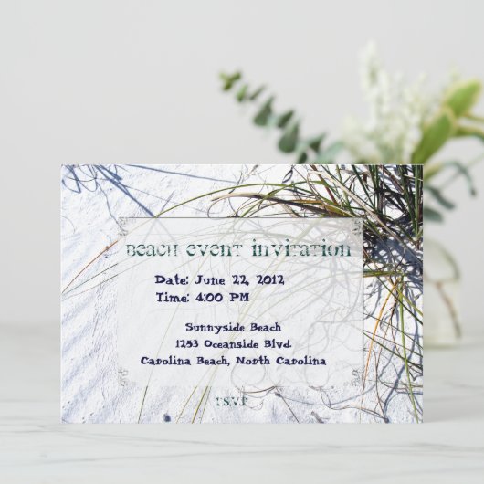 Invitation Plage de sable 2 encadrée (Debout devant)