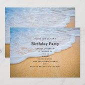 Invitation Plage de sable avec joyeux anniversaire de surf éc (Devant / Derrière)