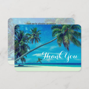 Invitation Plage de sable blanc avec palmiers Mariage Merci