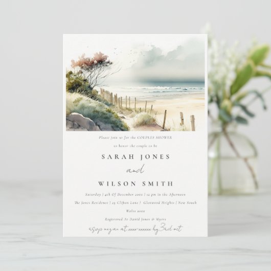 Invitation Plage de sable blanc Plage de sable marin Couples (Debout devant)