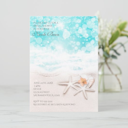 Invitation Plage de sable blanc Starfish Blue Ocean Invitatio (Debout devant)