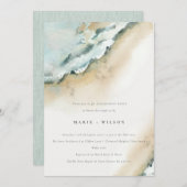 Invitation Plage de sable de mer côtière Fiançailles nautique (Devant / Derrière)