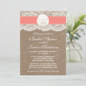 Invitation Plage de sable Dollar - Coral (Debout devant)