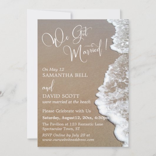 Invitation Plage de sable et d'écume Photo, Nous nous sommes (Devant)