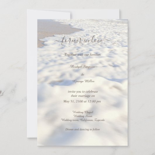 Invitation plage de sable romantique beige vibes mariage côti (Devant)