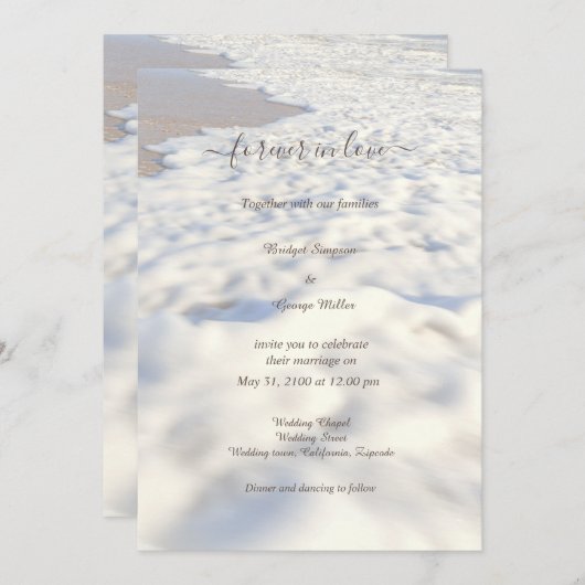 Invitation plage de sable romantique beige vibes mariage côti (Devant / Derrière)