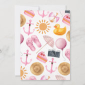 Invitation Plage de sable rose Bassin Anniversaire (Dos)