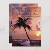 Invitation Plage de Sunset Palm Tree et mariage en bateau Inv (Devant / Derrière)