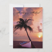 Invitation Plage de Sunset Palm Tree et mariage en bateau Inv (Dos)