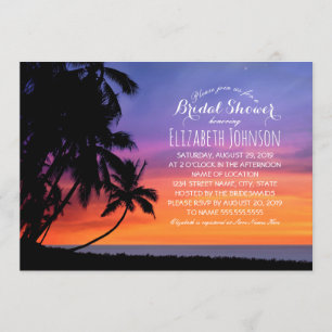 Invitation Plage de Sunset Palm Tree Fête des mariées à thème