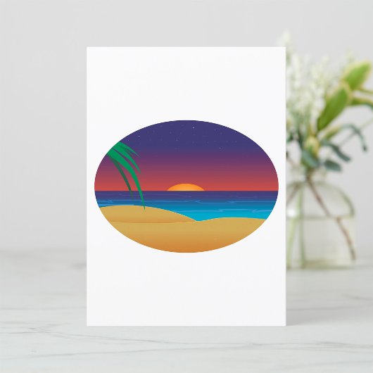 Invitation Plage de Sunset Tropical Palm Feuille Ocean Waves