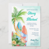 Invitation Plage de surf mariage de bord de mer tropical (Devant)