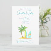 Invitation Plage de surf mariage tropical été (Debout devant)