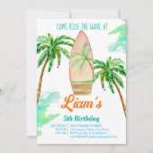 Invitation Plage de surf océan tropical d'été anniversaire (Devant)
