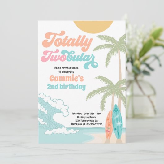Invitation Plage de Surfboard entièrement Twobular 2e anniver (Debout devant)