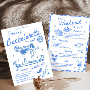 Invitation Plage Dernier Toast Funky Bachelorette Week-end