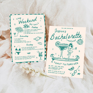 Invitation Plage Dernier Toast Funky Bachelorette Week-end