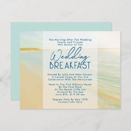 Invitation Plage Désertée Après Petit Déjeuner Mariage Invita (Devant / Derrière)