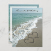 Invitation Plage Destination Mariage Invitation, Coeurs de sa (Devant / Derrière)
