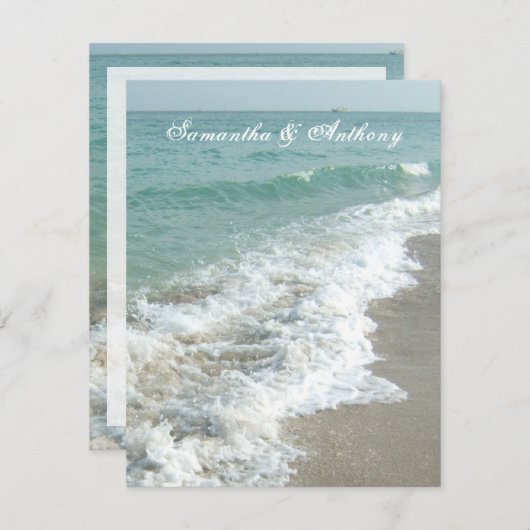 Invitation Plage Destination Mariage Invitation, Surf moussan (Devant / Derrière)