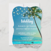 Invitation Plage Destination Mariage String Lumières Palms (Devant)