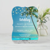 Invitation Plage Destination Mariage String Lumières Palms (Debout devant)
