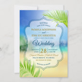 Invitation Plage Destination Mariage Tropical Palm Tree Leaf (Devant)