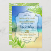 Invitation Plage Destination Mariage Tropical Palm Tree Leaf (Devant / Derrière)