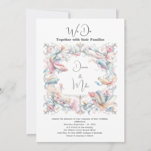 Invitation Plage d'été, avec détails, (Devant)