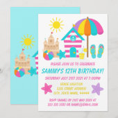 Invitation Plage d'été pour les enfants amusants (Devant / Derrière)