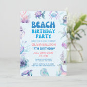 Invitation Plage d'été tropicale joueuse fête d'anniversaire (Debout devant)