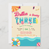Invitation Plage d'été tropicale Troisième anniversaire (Devant)