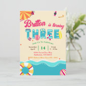 Invitation Plage d'été tropicale Troisième anniversaire (Debout devant)