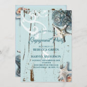 Invitation plage d'étoiles de mer bleu marine (Devant / Derrière)