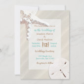 Invitation Plage d'étoiles de mer et de sable de sable de pla (Devant)