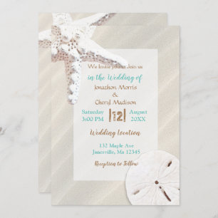 Invitation Plage d'étoiles de mer et de sable de sable de pla