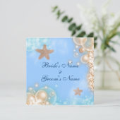 Invitation Plage d'étoiles de mer ivoire bleu tropical (Debout devant)