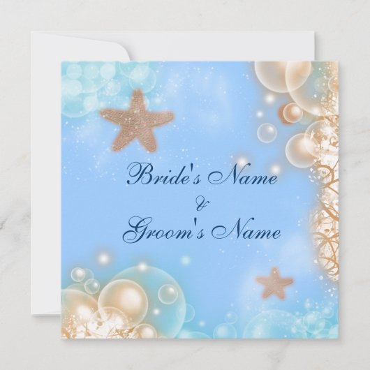 Invitation Plage d'étoiles de mer ivoire bleu tropical (Devant)