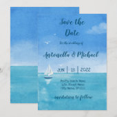 Invitation Plage élégante et Naissance à la mer Save the Date (Devant / Derrière)