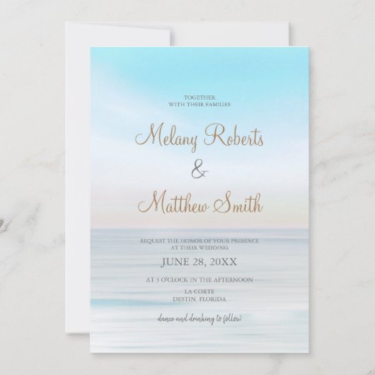 Invitation Plage En Front De Mer Plage Mariage À Thème (Devant)